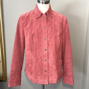 Coldwater Creek Ladies Size L Classic Burgundy Suede Jacket New Condition.